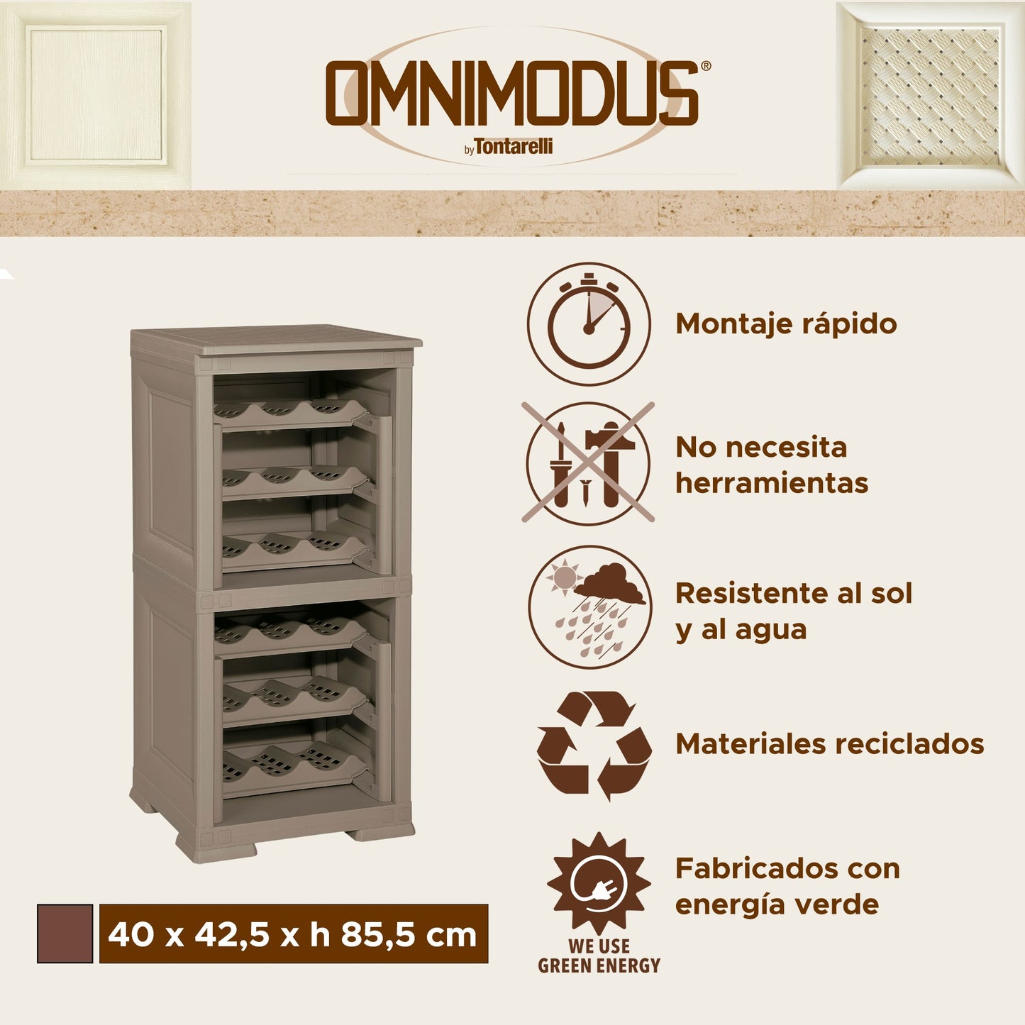 2 Estantería De Almacenamiento Modular Con Rejilla Para 18 Botellas Wengué