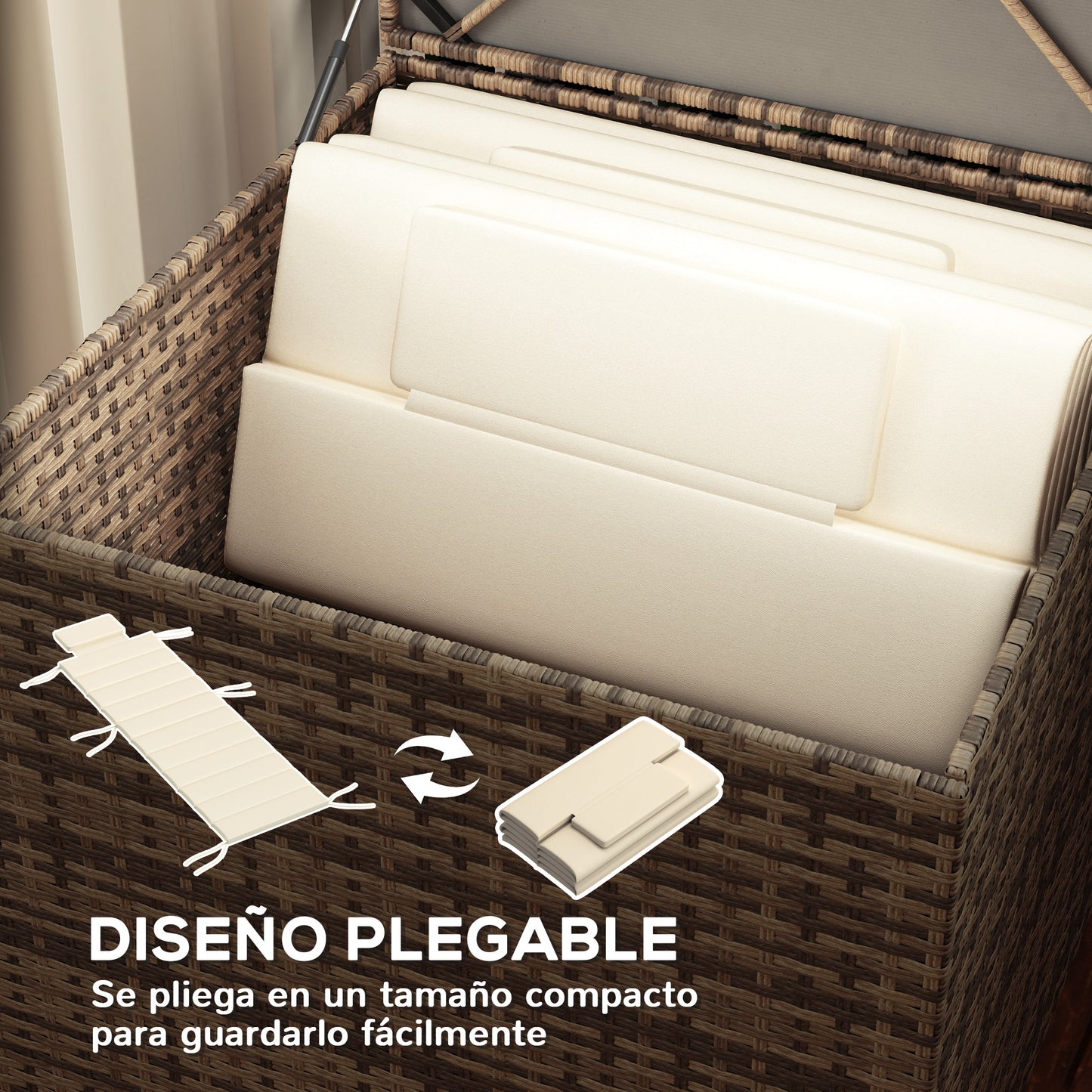 Outsunny Pack 2 Cojines Para Tumbonas Plegables 203x66x3 Cm Con Reposacabezas_5