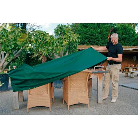 Capa retangular em poliéster para mesa e cadeira