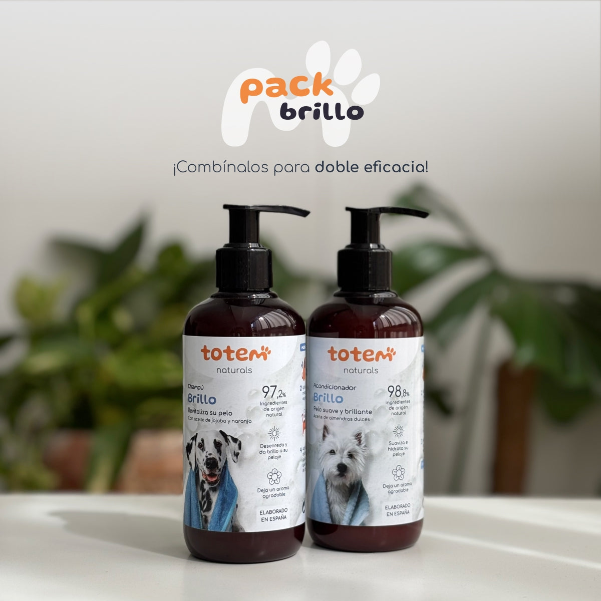 Champô Natural para Cães Totem Naturals 250ml para Suavidade e Brilho