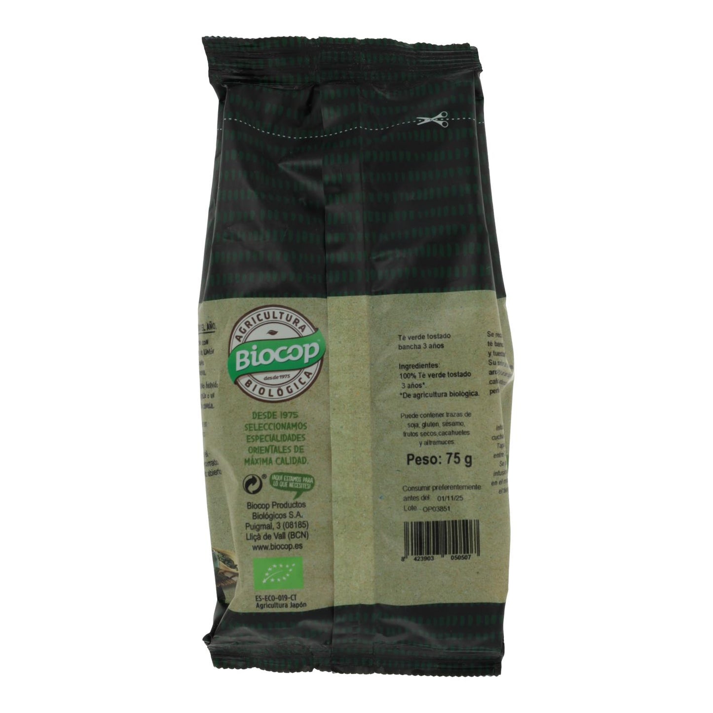 Chá Verde Torrado Bancha Biocop 3 Anos, 75 g