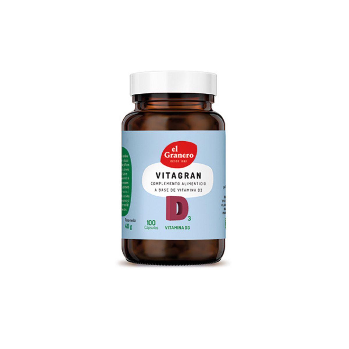 Vitagran D3 (Vitamina D) EL Granero, 100MCG 4000IU 100 cápsulas