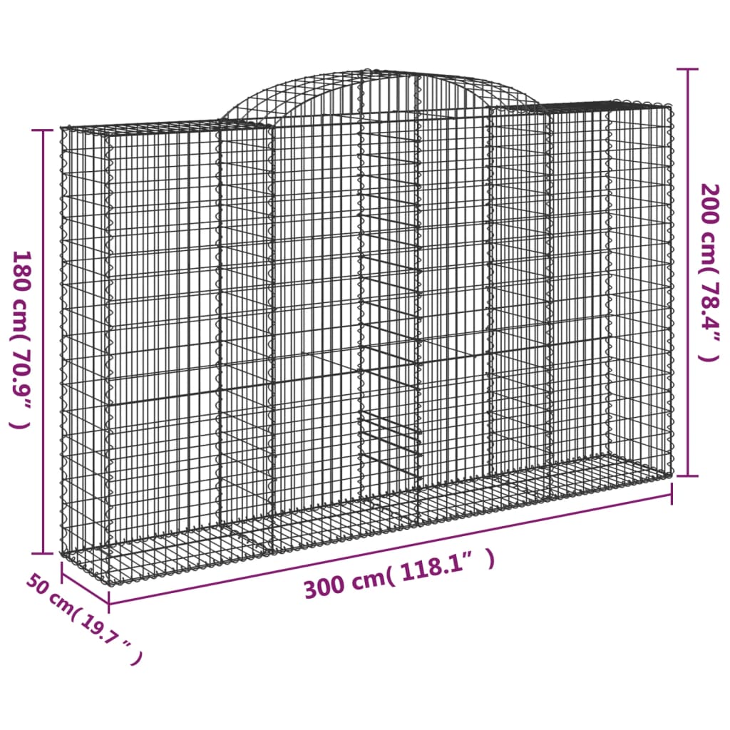 Cestas De Gaviones 3 Uds Forma De Arco Hierro 300x50x180/200 Cm_5