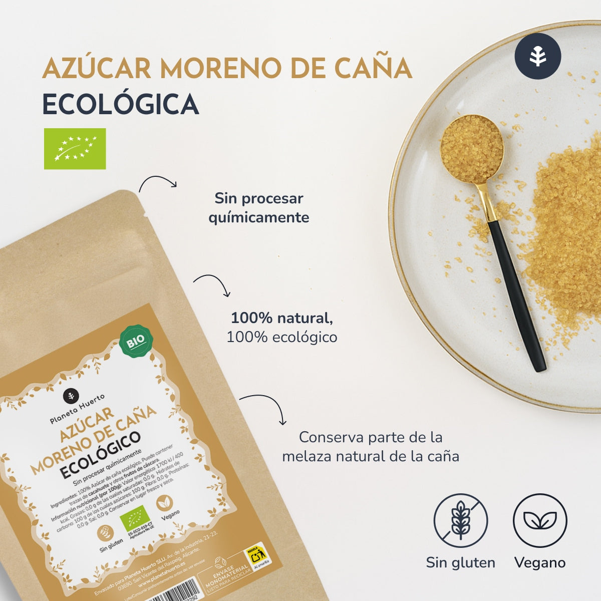 Açúcar mascavado biológico de cana Planeta Huerto 1kg