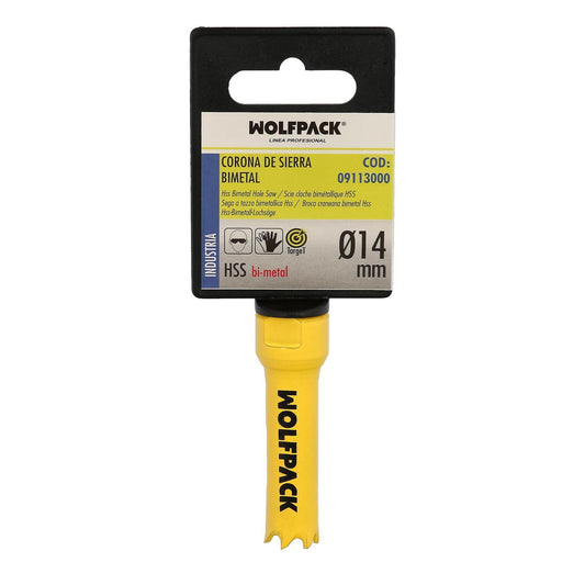 Corona Sierra Bimetal Ø 14 Mm. Templado Termico, Base Reforzada. Corona Madera, Broca Agujeros Madera, Acero, Hierro, Plasticos