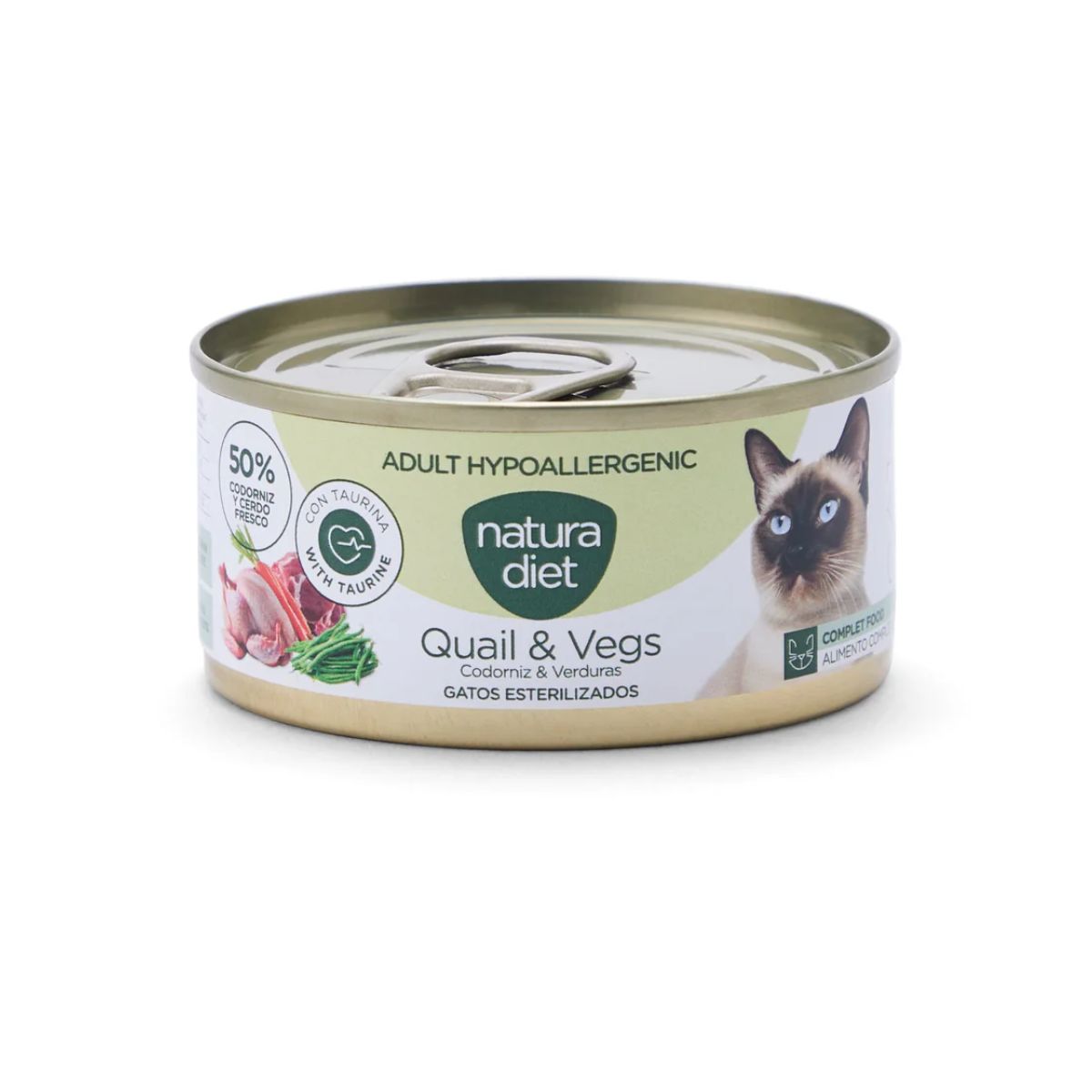 Natura Diet Gato Hipoalergénico Codorniz & Vegetais 85 g Alimento húmido hipoalergénico para gatos
