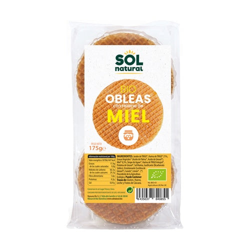 Bolachas biológicas Sol Natural recheadas com mel 175 g