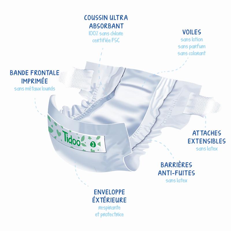 Fraldas T3 Midi (4/9 kg) Tidoo 56 unid.