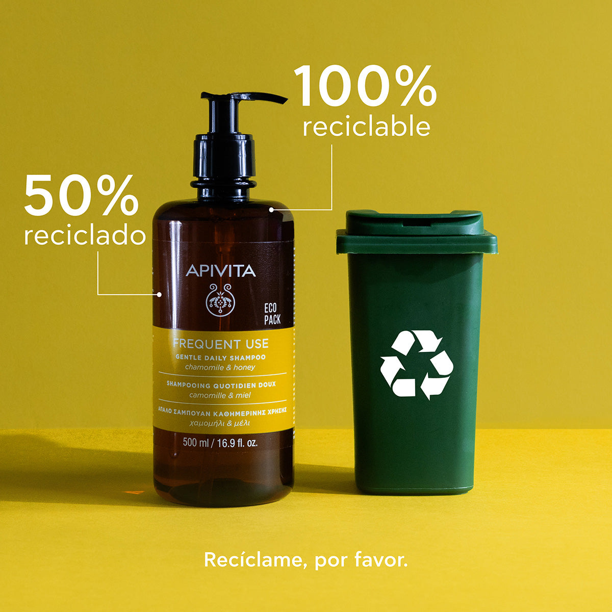 Champô diário suave - APIVITA ECOPACK, 500 ml