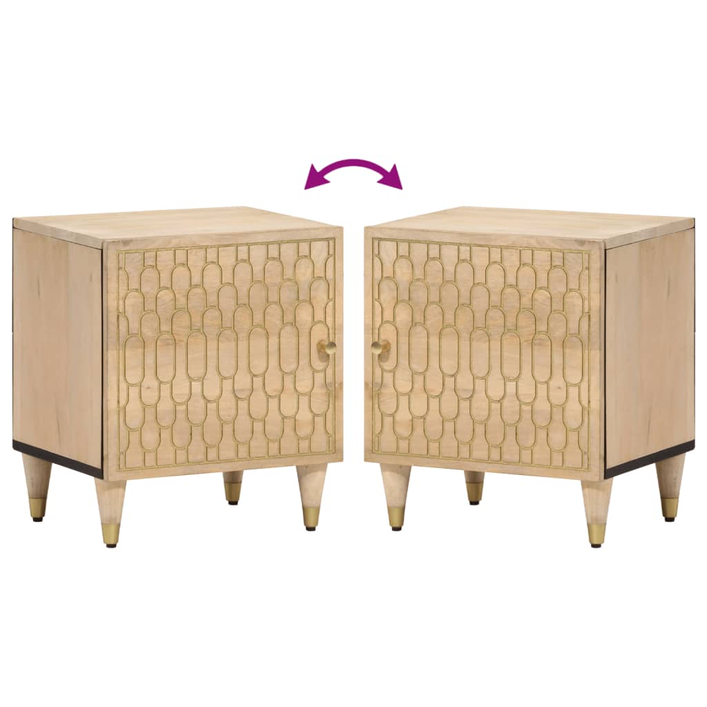 Mesita De Noche De Madera Maciza De Mango 40x33x46 Cm_4