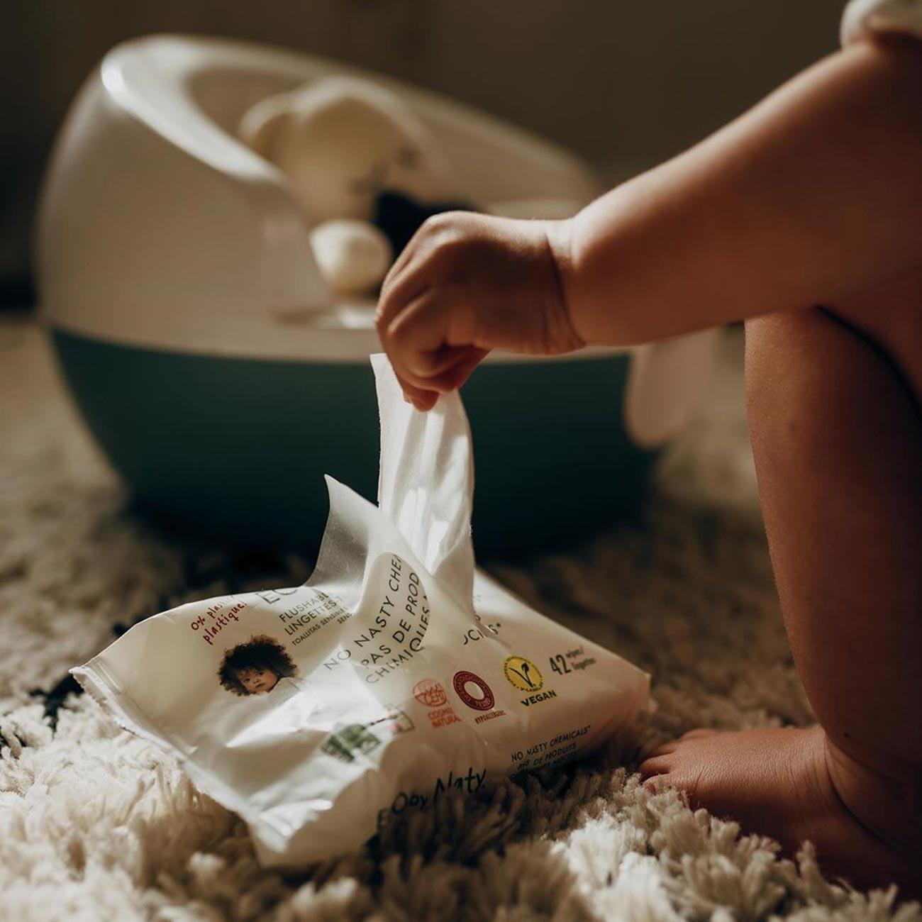 Toalhitas Húmidas com Aloe Vera Naty 56 unidades