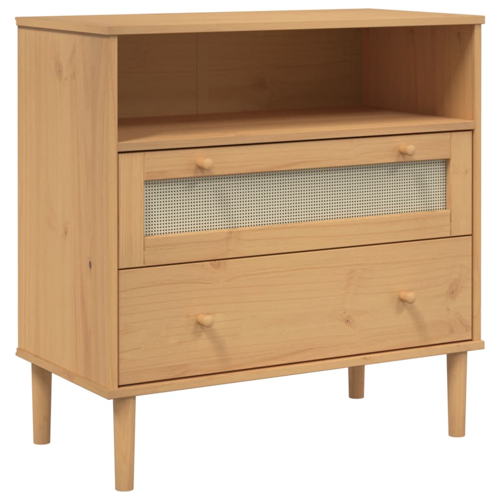 Aparador Senja Aspecto De Ratán Madera Pino Marrón 80x40x80 Cm / Vetonek_5