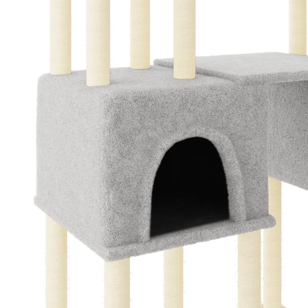 Rascador Para Gatos Con Postes De Sisal Gris Claro 199 Cm_5