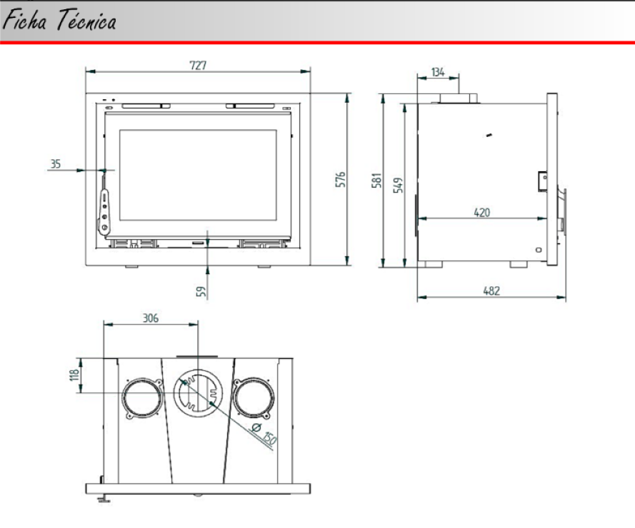 BRICOSOL Insertable de leña con turbinas FM Modelo IT-170 F Interior Fundición_4