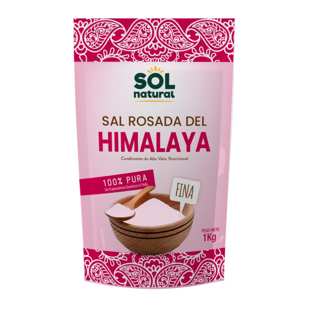 Sal rosa fino dos Himalaias, Sol Natural 1kg