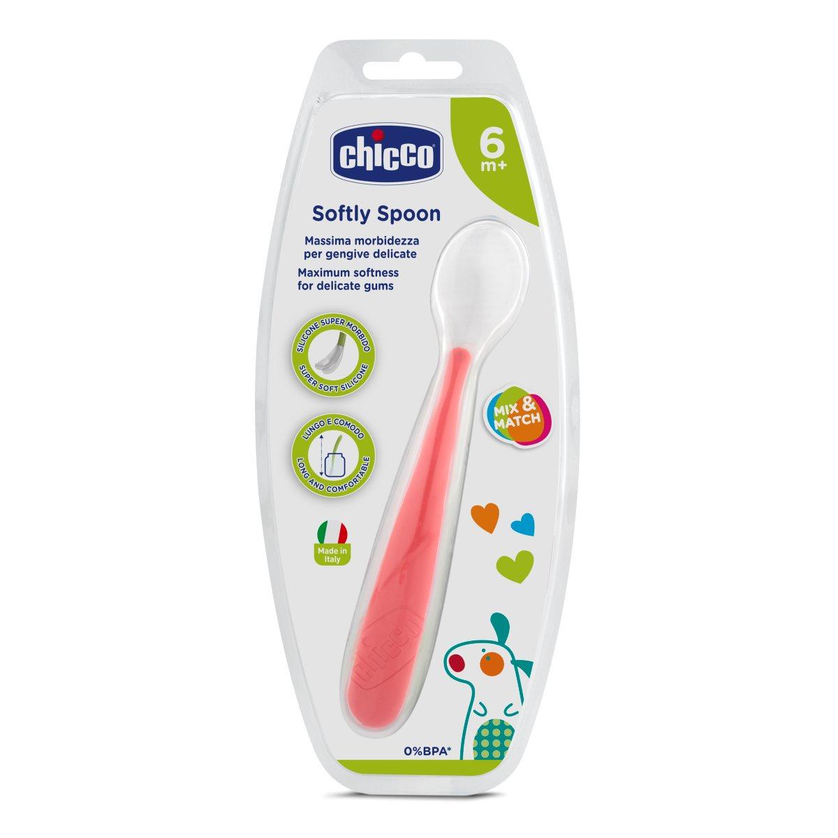 Colher de silicone vermelha 6m+ 1 unidade Chicco