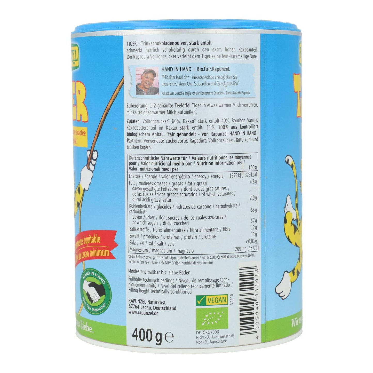 Cacau solúvel Tiger Rapunzel, 400 g