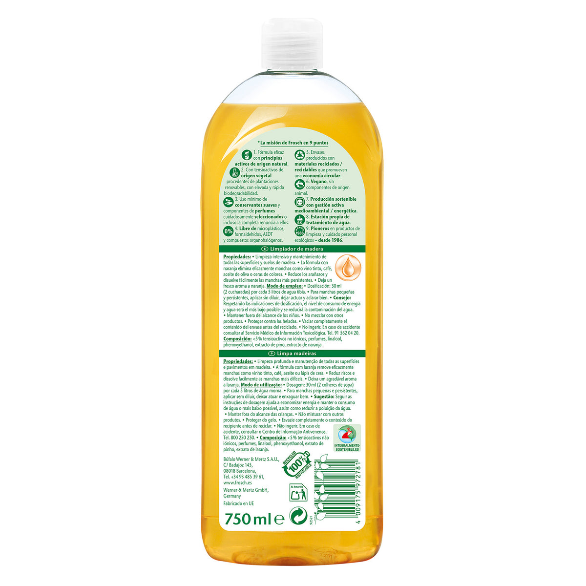 Limpiador madera Frosch 750 ml