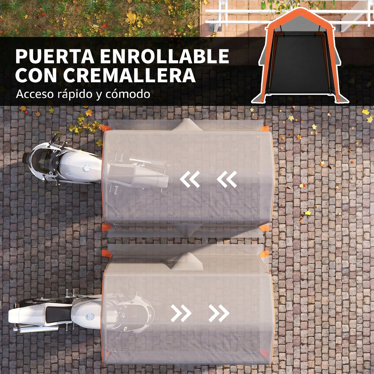 Outsunny Carpa Garaje Portátil 2,4x1,8 M Para Coche Con Puerta Y Ventana Gris_5