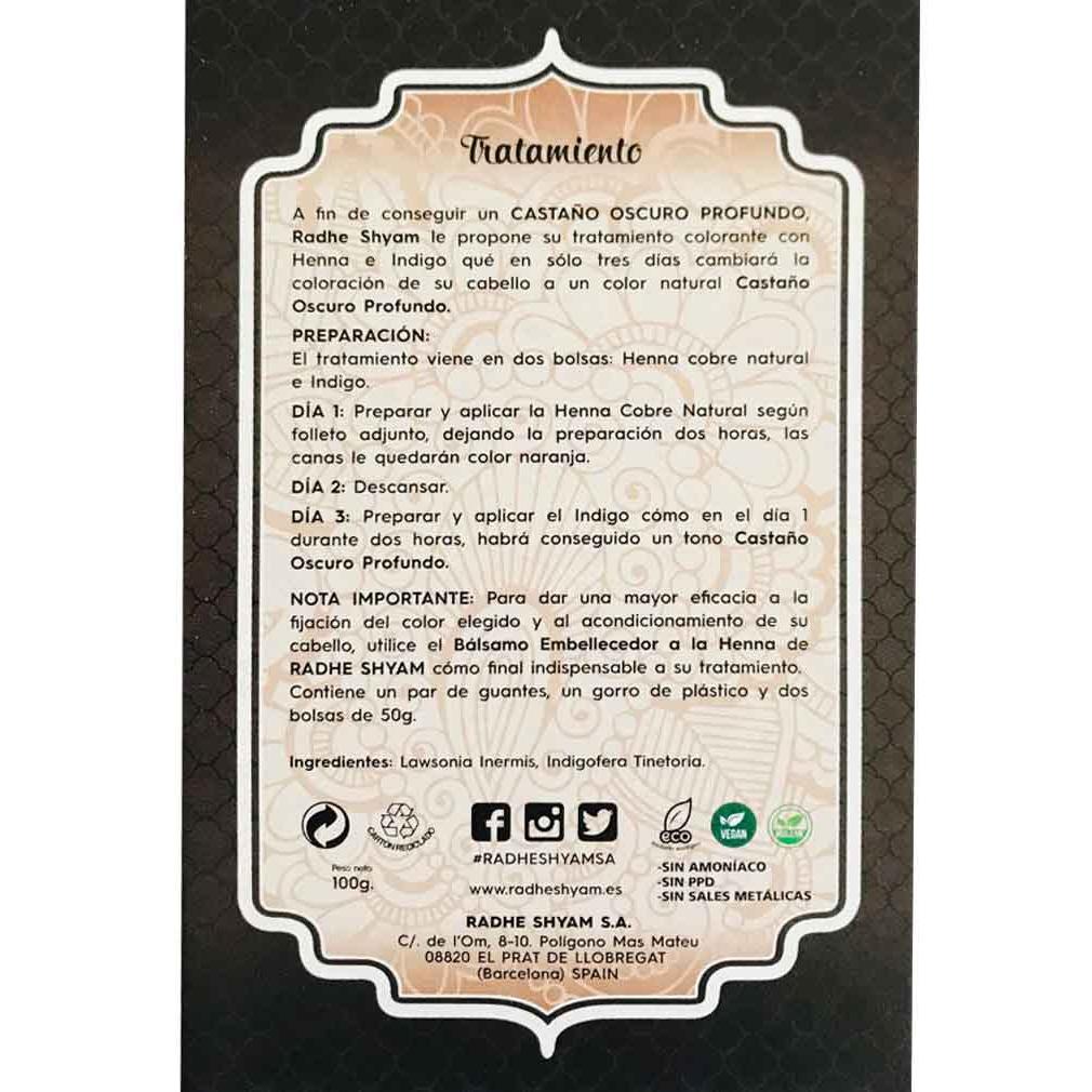 Tratamento Radhe Henna Castanho Escuro Profundo 100 Gr Radhe