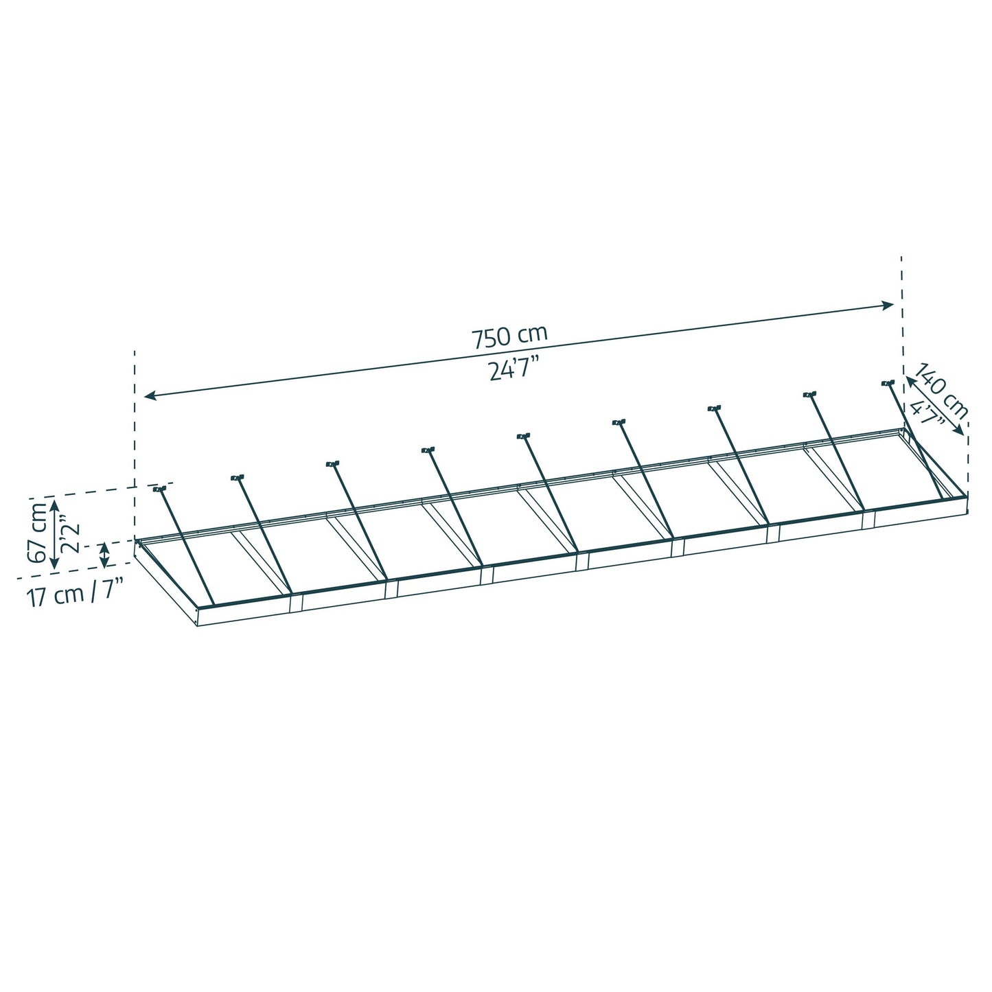 Sophia XL Canopy de porta 140x750 cm transparente