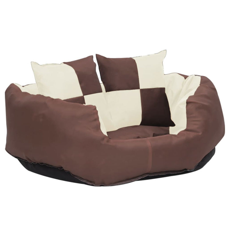 Vidaxl Cojín Para Perro Reversible Y Lavable Marrón Y Crema 65x50x20cm_5