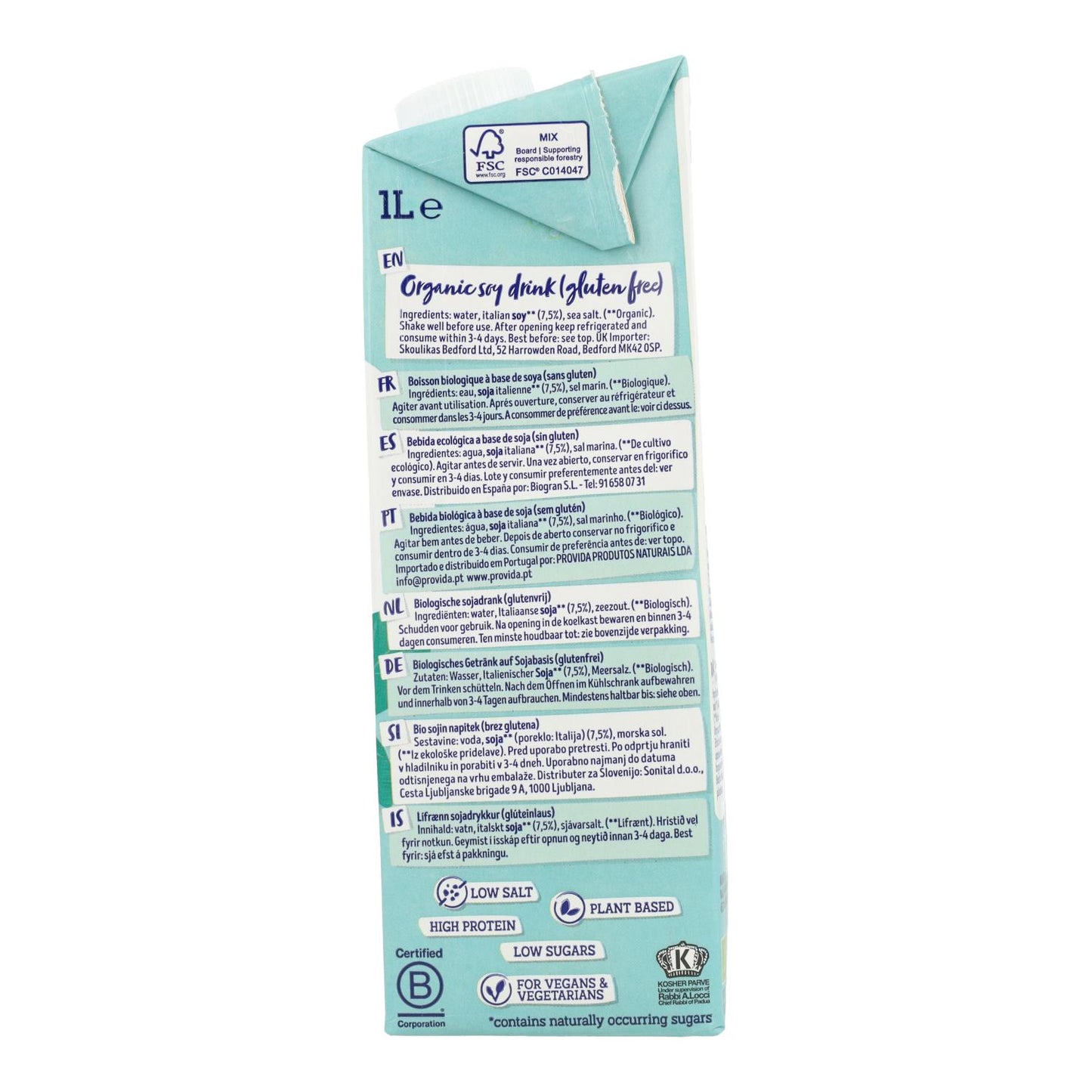 Bebida de soja biológica Isola Bio 1 L