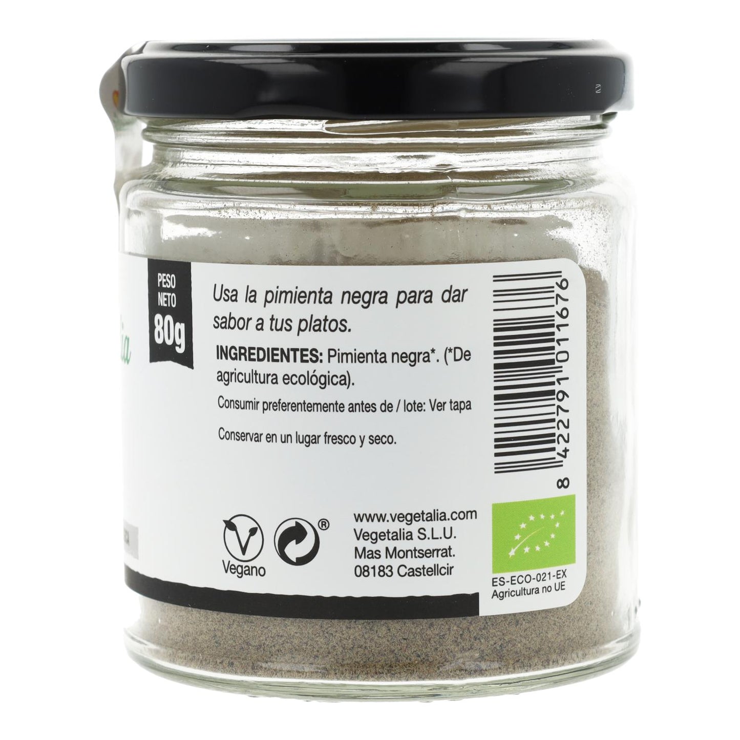 Pimenta preta em pó biológica Vegetalia 80 g