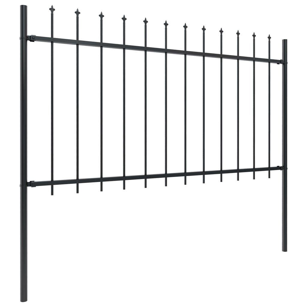 Valla De Jardín Con Puntas De Lanza Acero Negro 11,9x1 M / Vetonek_4