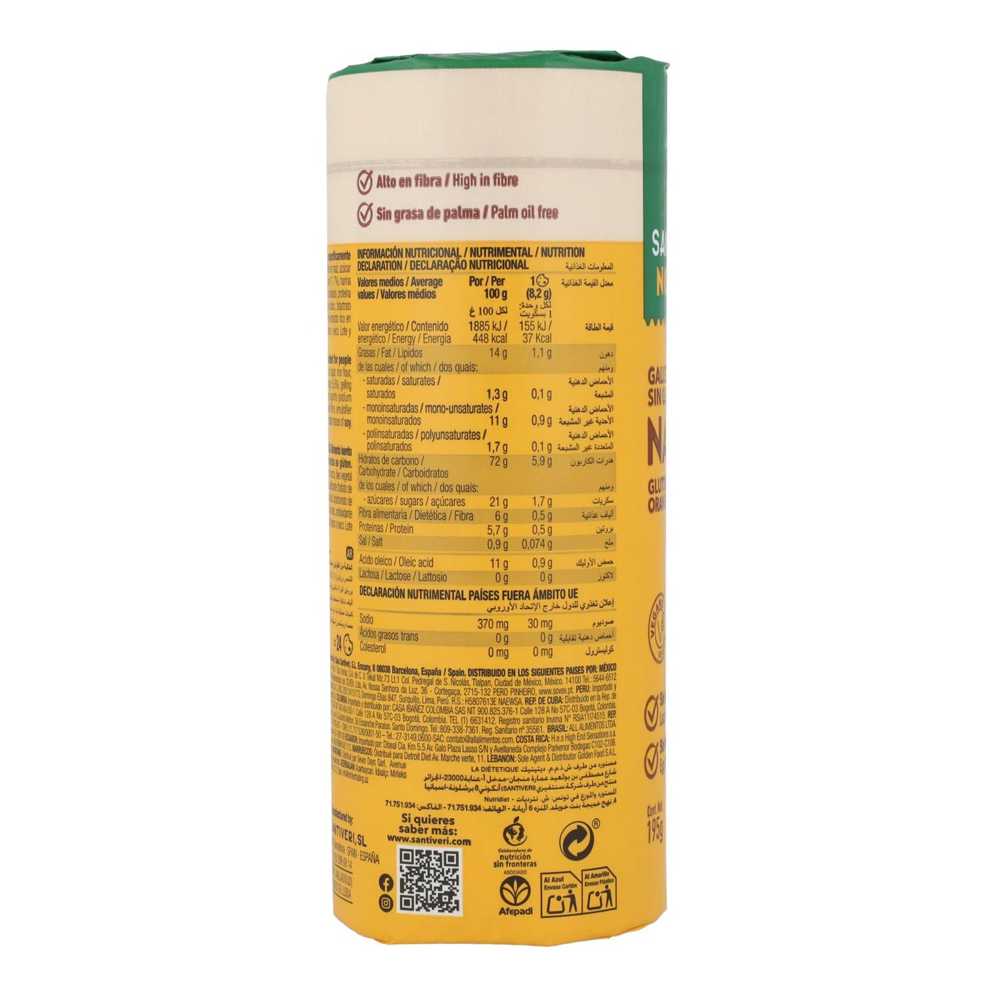 Bolachas Sabor Laranja Sem Glúten Santiveri Noglut 195 g