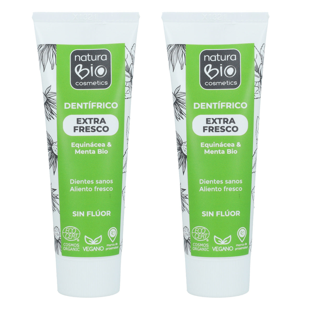 PROMOÇÃO Embalagem com 2 unidades de Pasta de Dentes Hortelã e Equinácea Bio Sem Flúor NaturaBio 75 ml