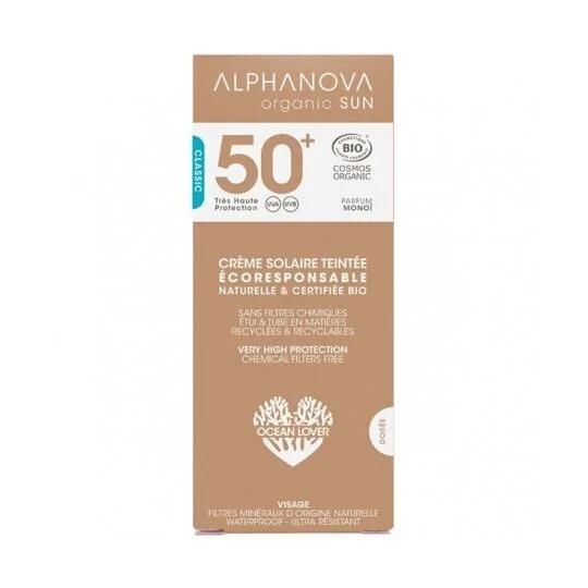Protetor Solar Facial FPS 50+ com Cor Alphanova 50 ml.