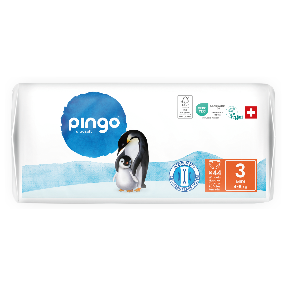 Fraldas T3 (4-9kg) Pingo 44 Unidades