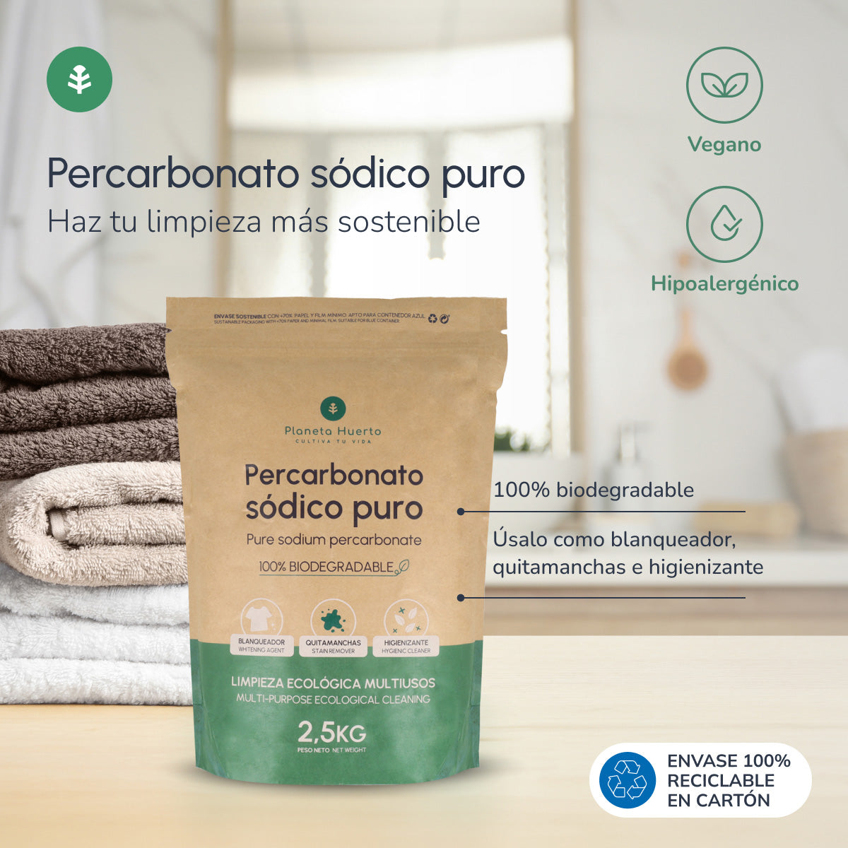 Embalagem 3x Planeta Huerto Percarbonato de Sódio 2,5 kg