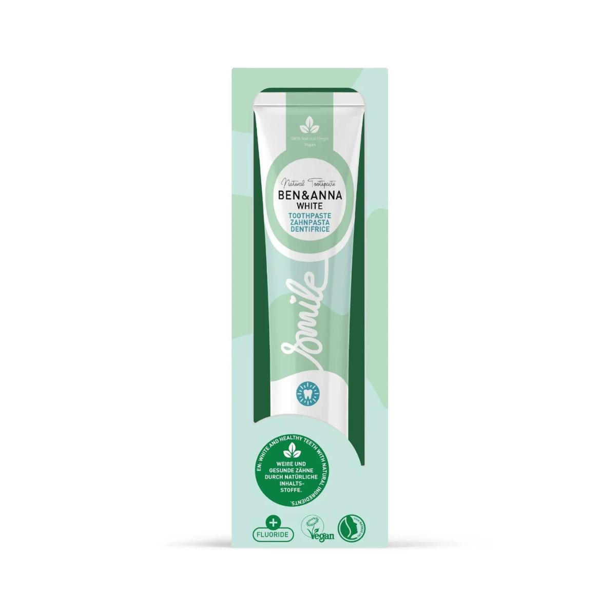 Ben & Anna White Pasta de dentes com flúor tubo de 75 ml