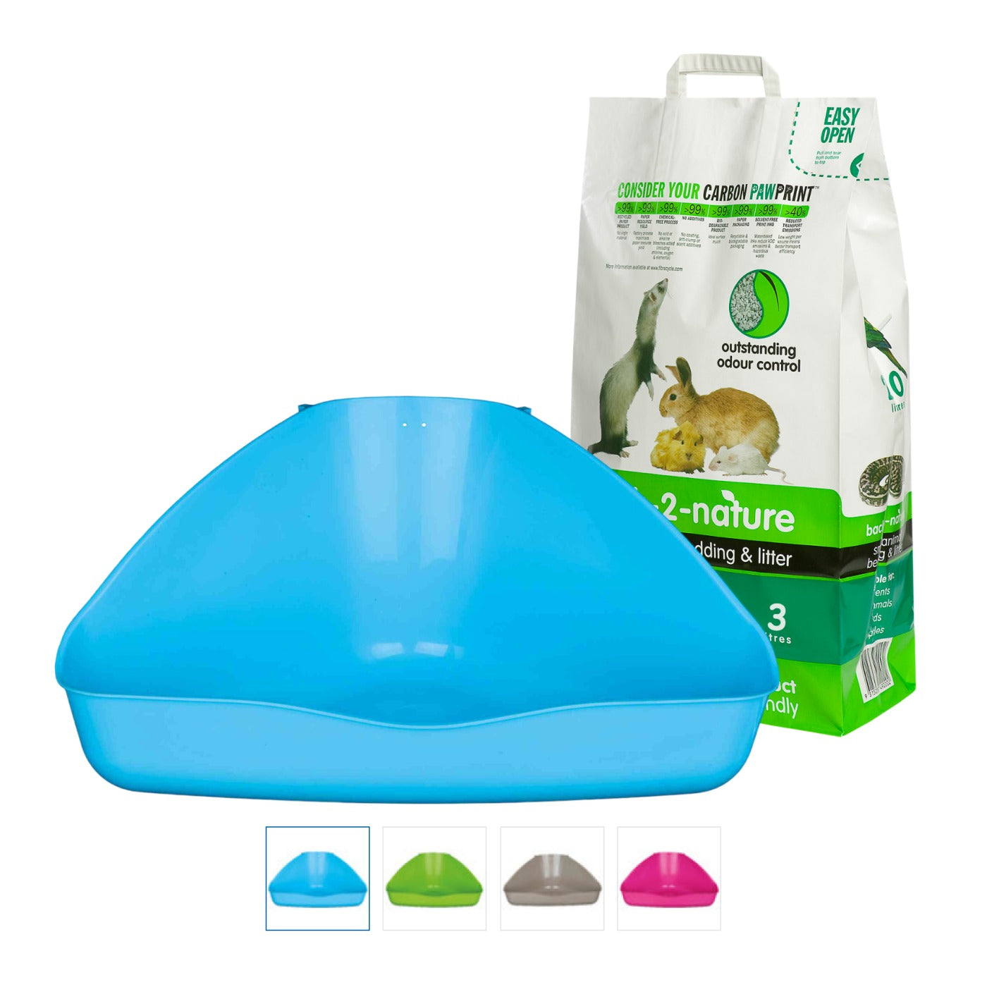 Kit completo de higiene para roedores com tabuleiro e cama