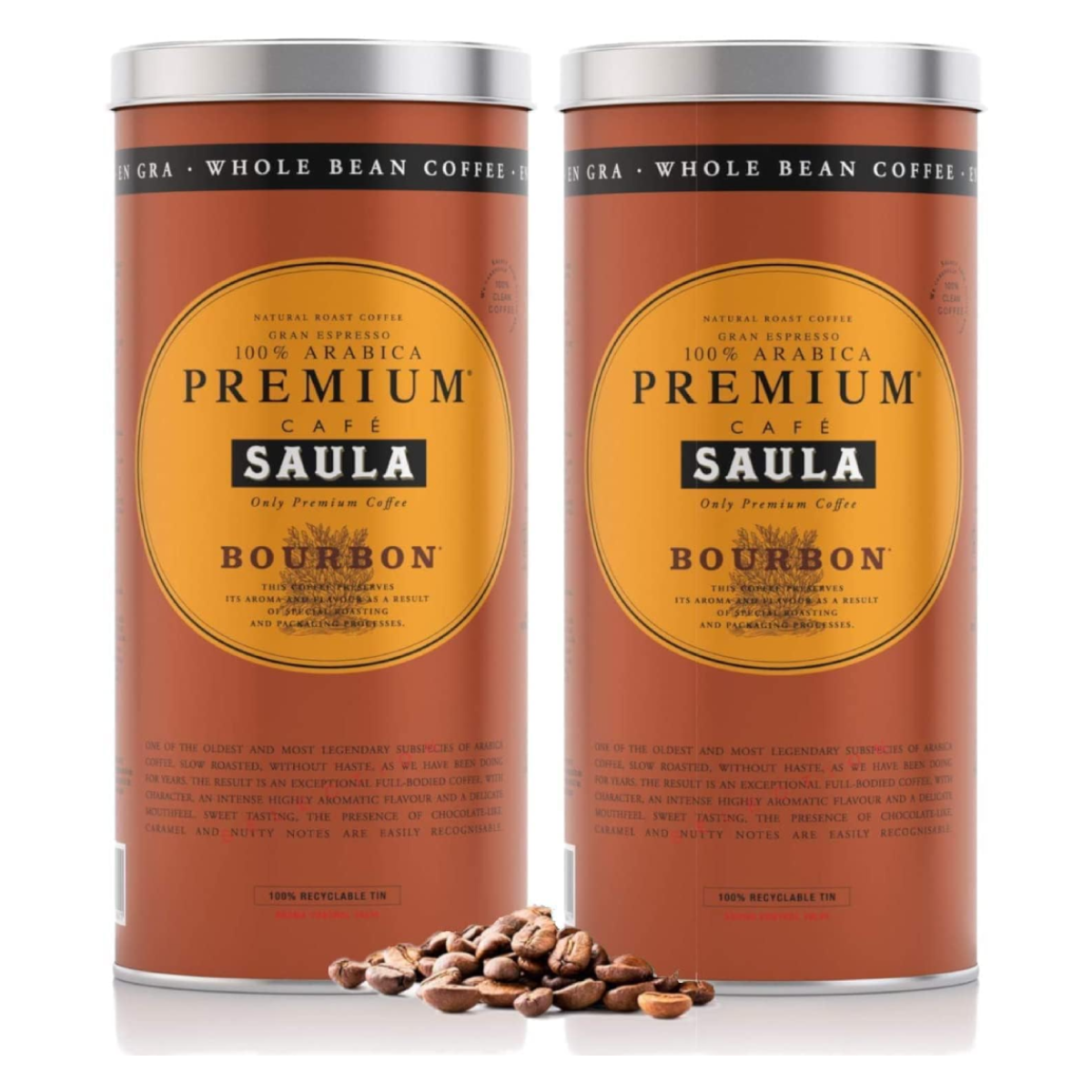 Pacote x 2 cafés expresso grandes premium Bourbon Blend Grain 500g