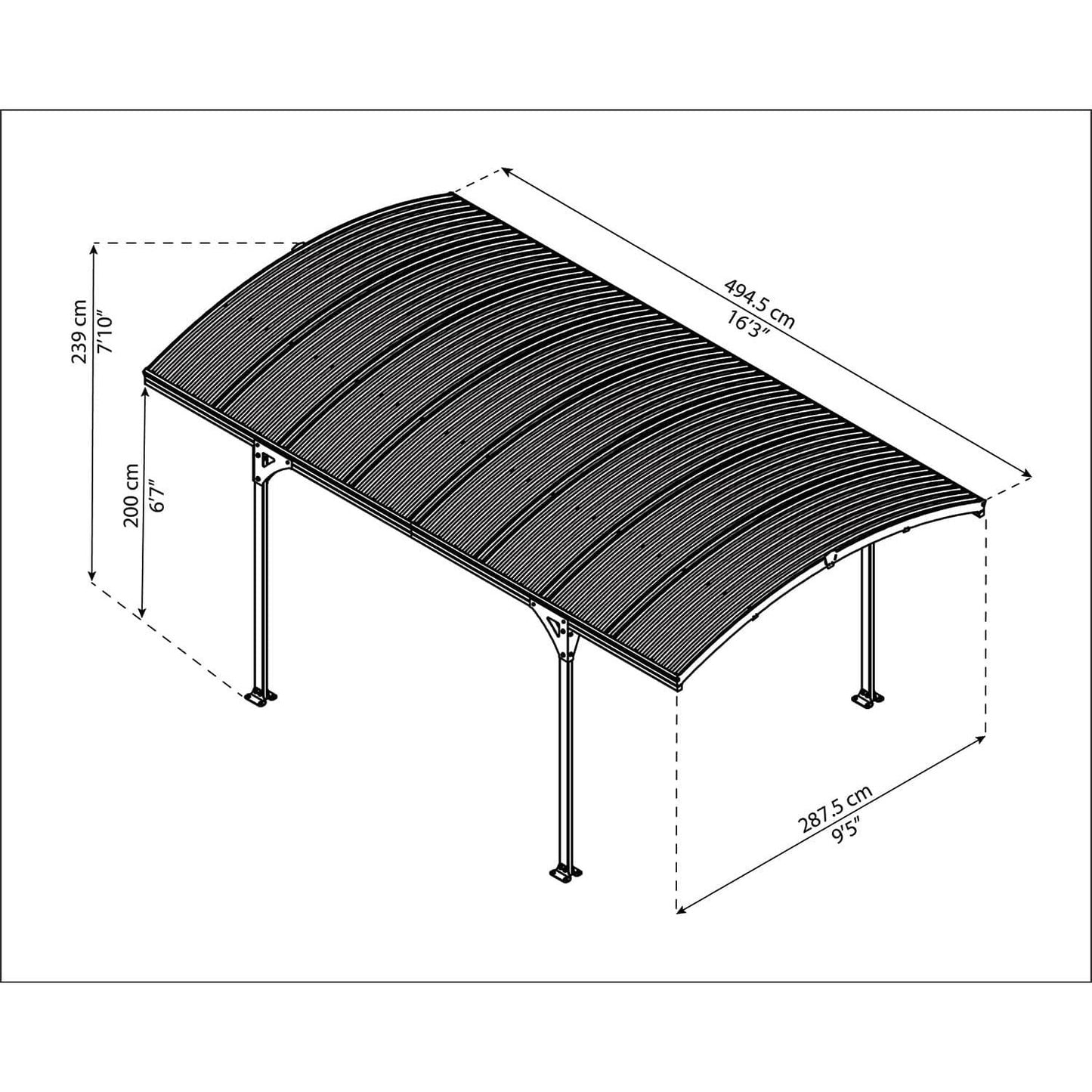 Garagem coberta em alumínio Atlas 274x213 cm