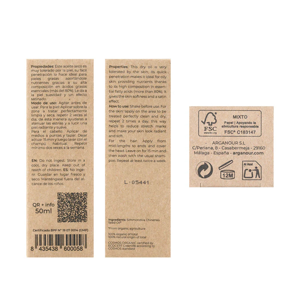 Óleo de jojoba 100% BIO Arganour 50ml