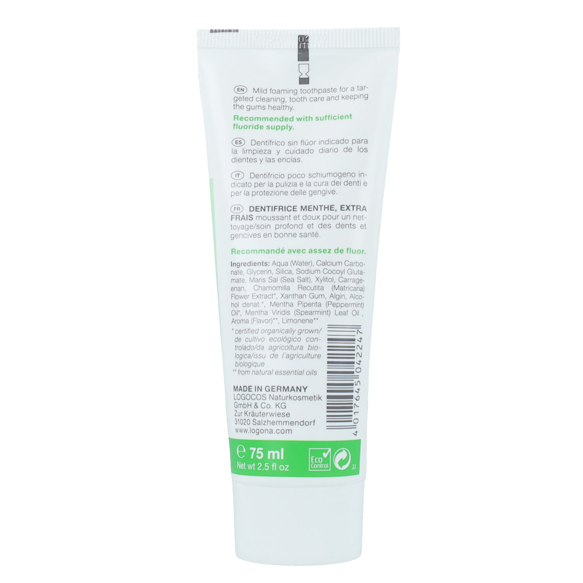 Pasta de dentes de menta Logona Bio Daily Care 75 ml