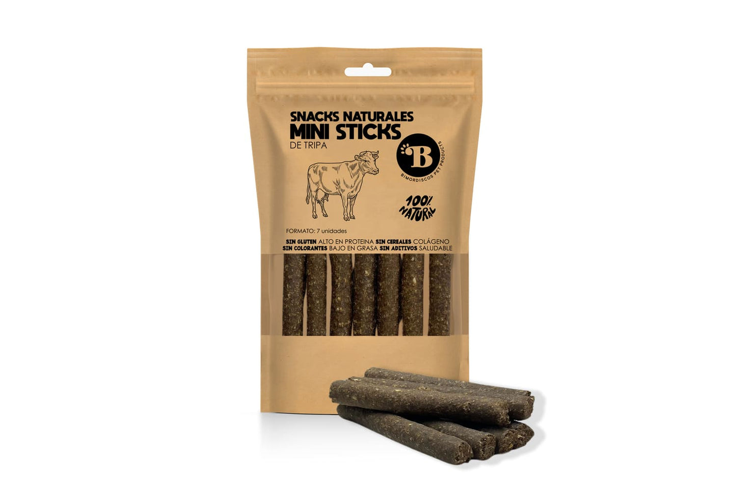 Bimordiscos Mini Barritas Para Perros Y Gatos - Tripa De Ternera - 7 Uds. 7 Uds._0