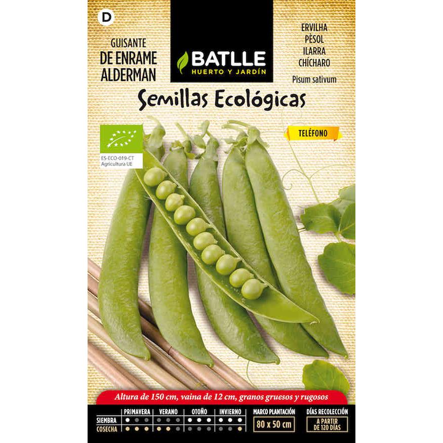 Sementes de ervilha Alderman orgânicas Batlle, 1/2 cacho