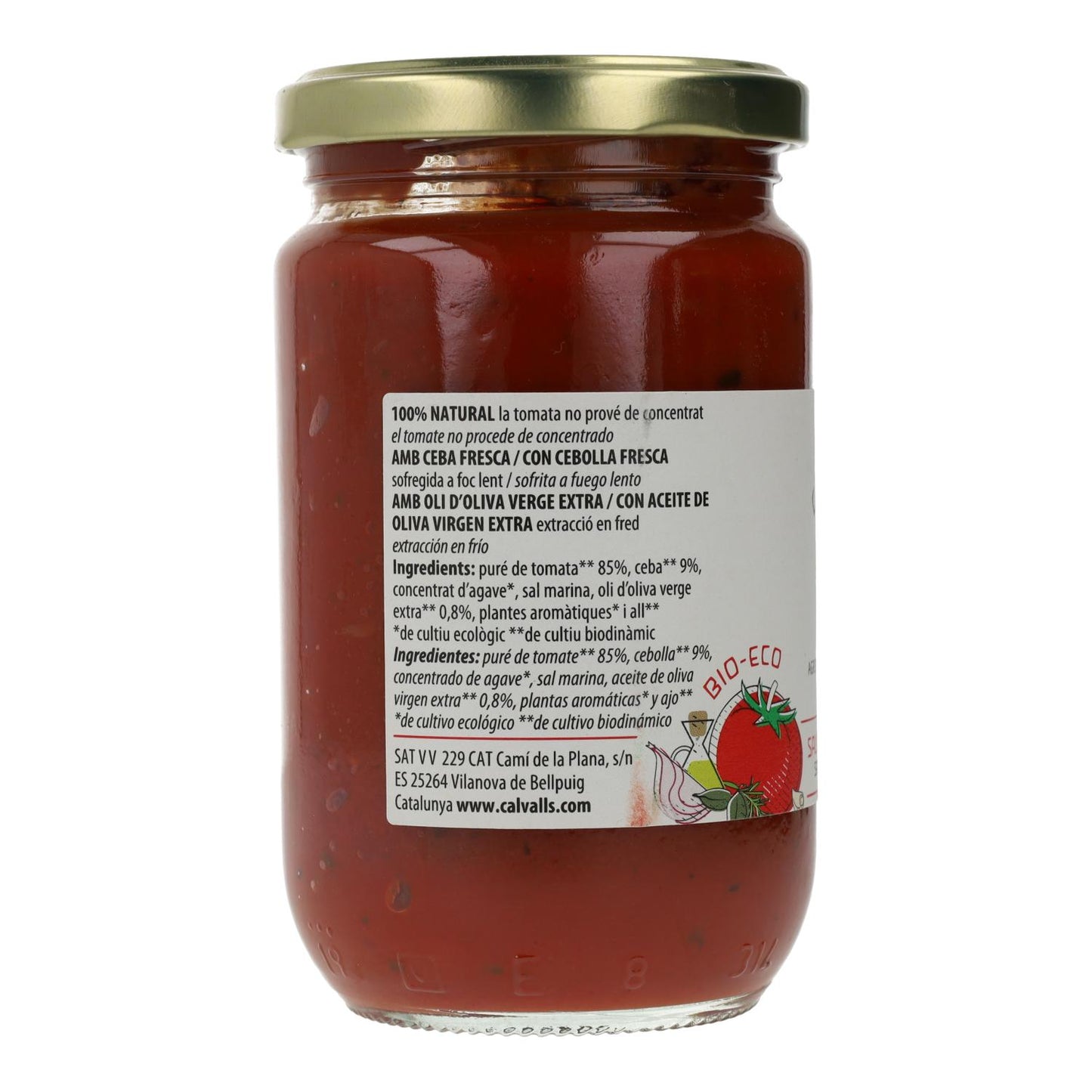 Molho de tomate biológico Cal Valls, 290 g