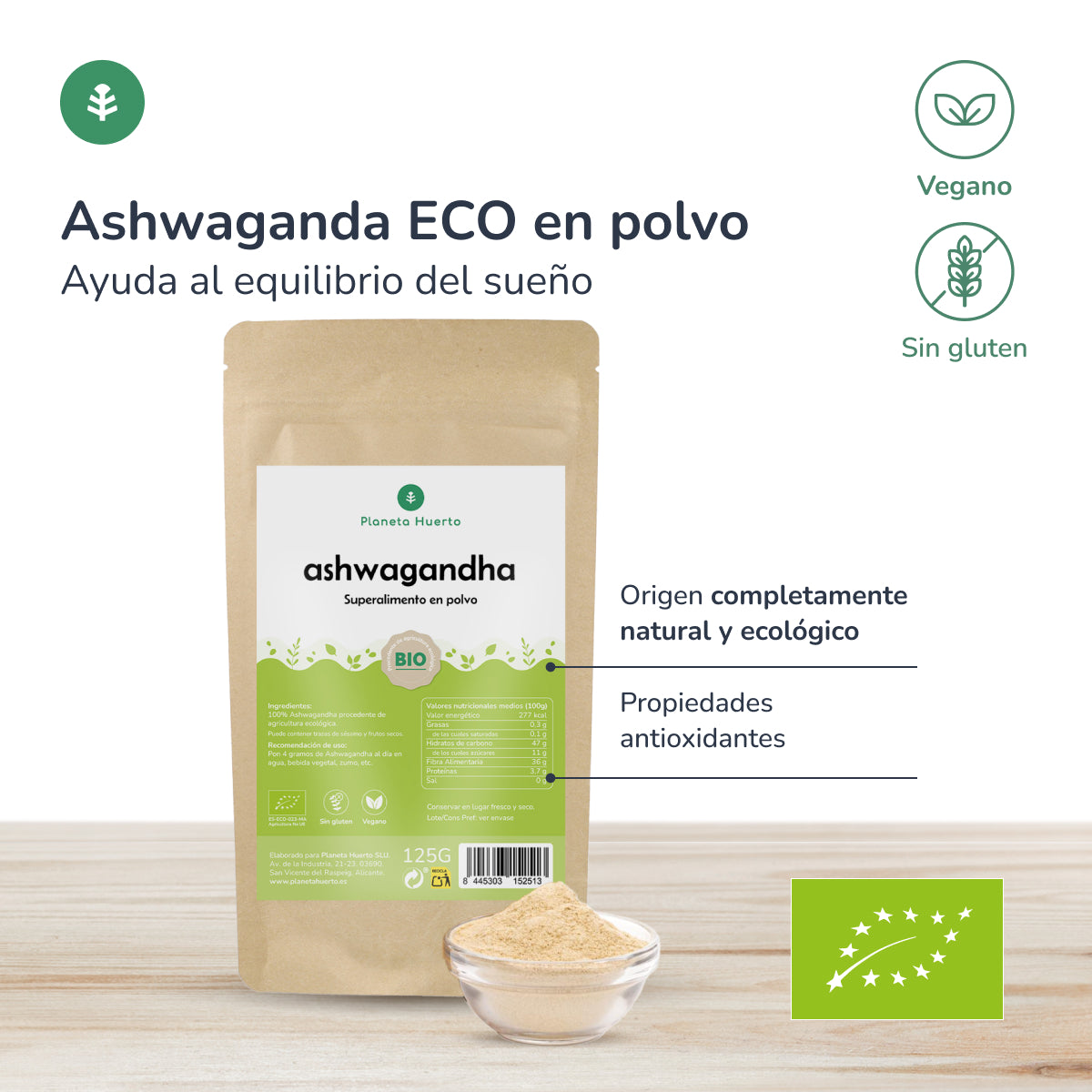 Ashwagandha em pó ECO Planeta Huerto 125 g