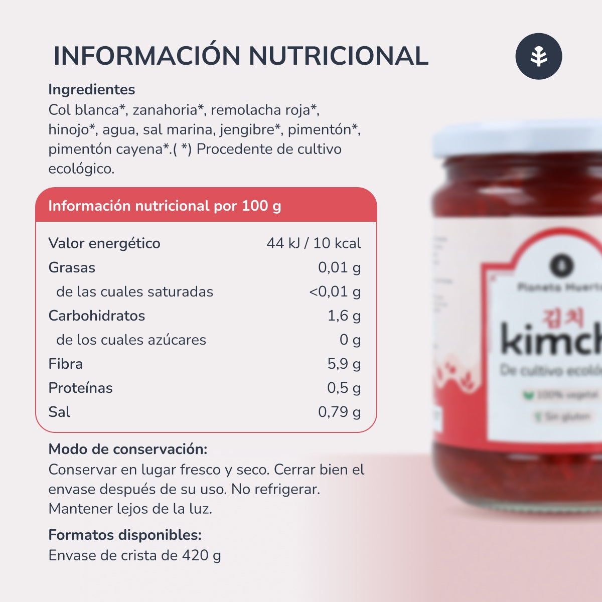 Embalagem 12x Kimchi ECO Planeta Huerto 420 g