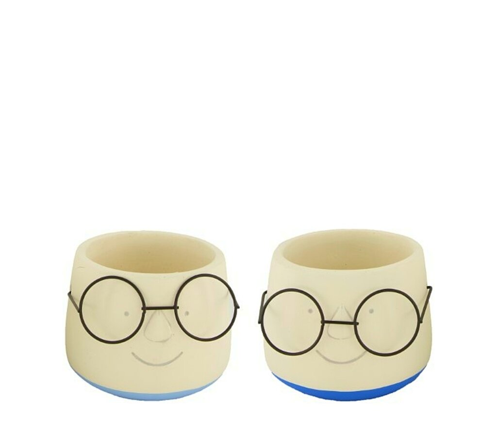 Macetero Cemento Gafas 13cm Diámetro_0