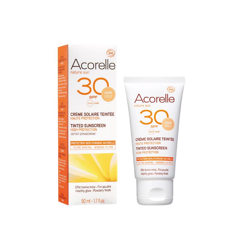 Creme Protetor Solar Facial Acorel com Tom Dourado FPS 30 50 ml