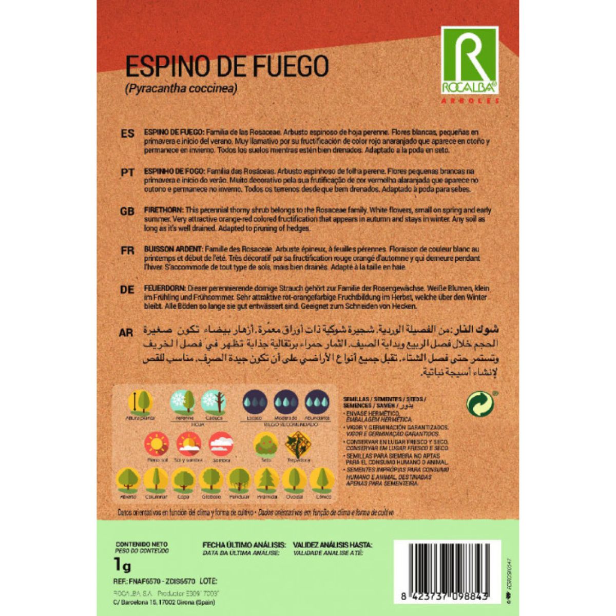 Sementes de Firethorn Pyracantha coccinea