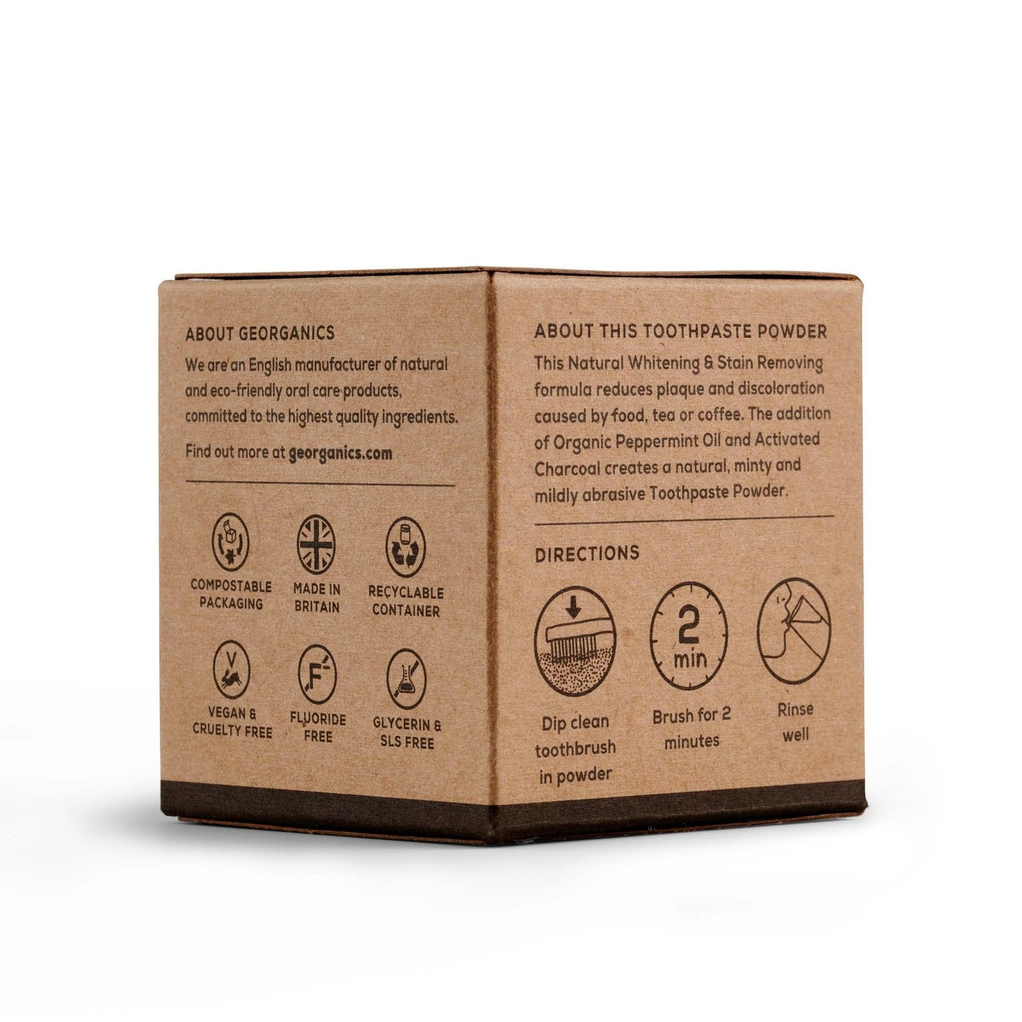 Pó de carvão ativado para branqueamento dentário Georganics 60ml