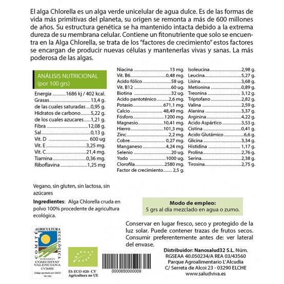 Pó de Algas Chlorella ECO 125 g, Salud Viva